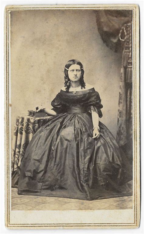 Rare 1860s Civil War Era Cdv Woman Evening Dress Fashion Crinoline