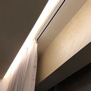 Drapery track such as ks or the standard 9000 is very low profile and allows you to mount your drape flush to the ceiling. Recessed Curtain Tracks for Somfy, Lutron and Silent Gliss ...