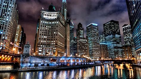 Chicago Skyline Wallpaper Night Wallpapersafari