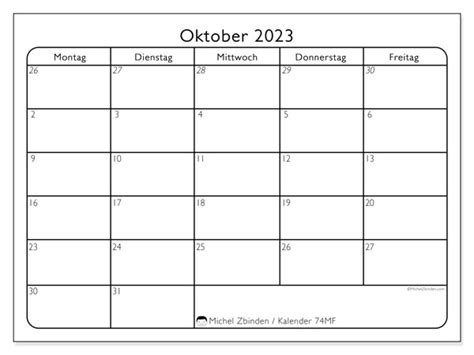 Kalender Oktober 2023 Zum Ausdrucken “48ms” Michel Zbinden Lu