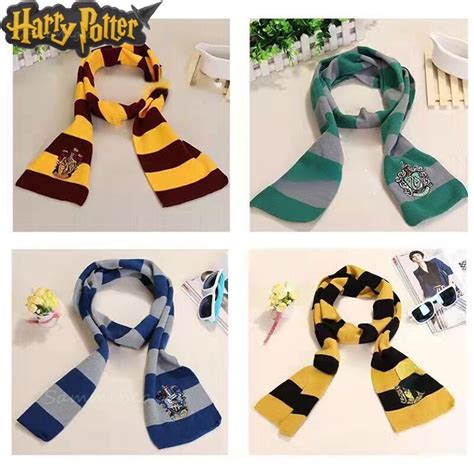 Harry Potter Scarf Cosplay Costume Hogwarts School Four Christmas Badges Gryffindor Slytherin