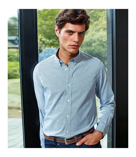 Premier Long Sleeve Striped Oxford Shirt Pr238 Pcl Corporatewear Ltd