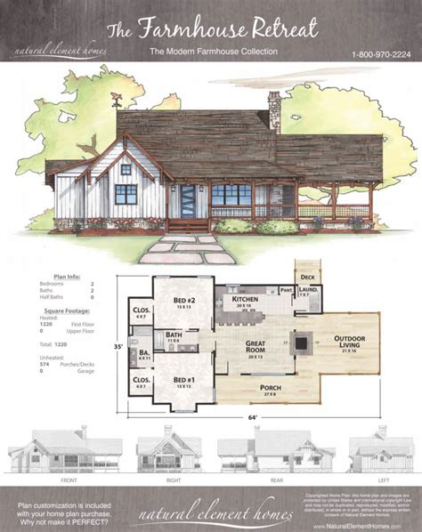 2 Bedroom Single Story Cottage With Screened Porch Floor Plan Artofit