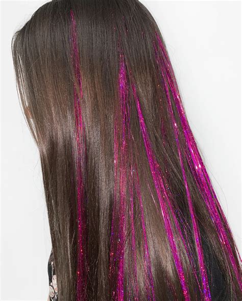 Pink Tinsel Hair Extensions In 2020 Pink Hair Streaks Hair Streaks