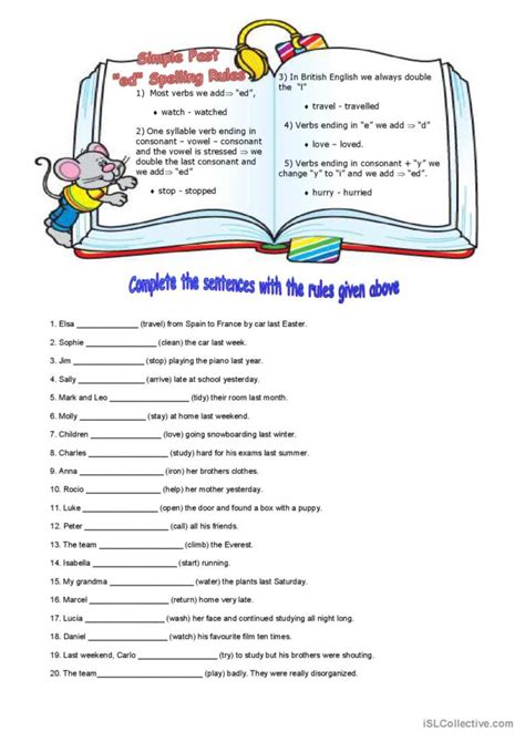 Rules 1 Past Simple Ed Spellin English Esl Worksheets Pdf And Doc