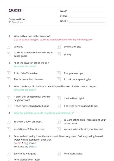 50 Cause And Effect Worksheets On Quizizz Free And Printable