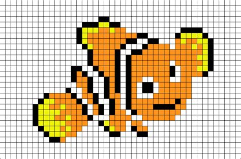 Disegni e schemi per la pixel art facile da far fare ai bambini. nemo-pixel-art-pixel-art-nemo-fish-clown-fish-ocean-disney ...