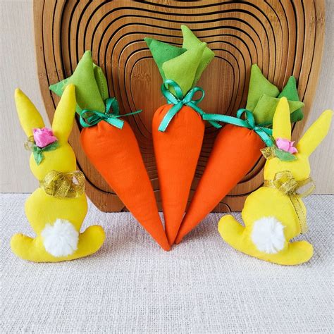 Easter Decor Bunny Fabric Easter Carrots Easter Spring Etsy