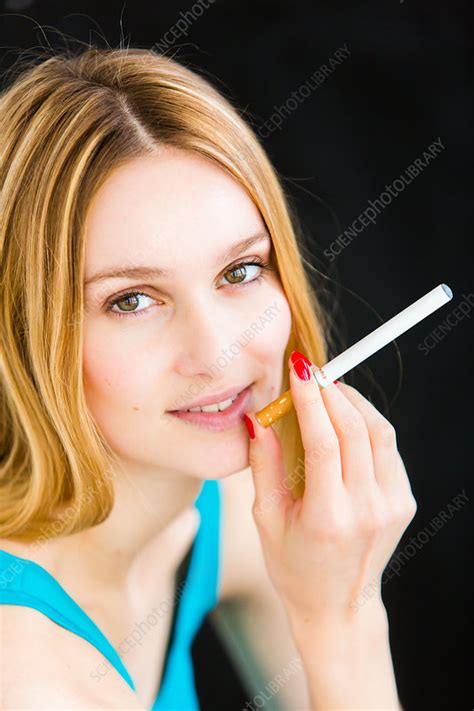 Woman Smoking Electronic Cigarette Stock Image C0341020 Science