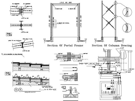Section Of Portal Frame Autocad File Cadbull