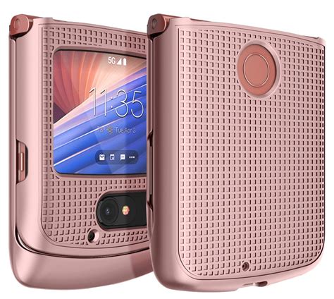 case for motorola razr 5g flip phone nakedcellphone [rose gold pink] protective snap on hard