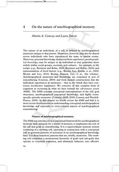 Pdf On The Nature Of Autobiographical Memory