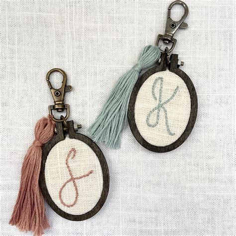 Custom Embroidery Letter Keychain Personalized Keychain Etsy In 2021