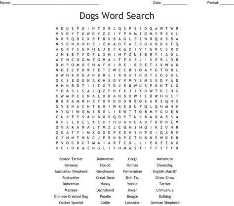 Dog Breed Word Search Dog Word Search Campbell Shaw