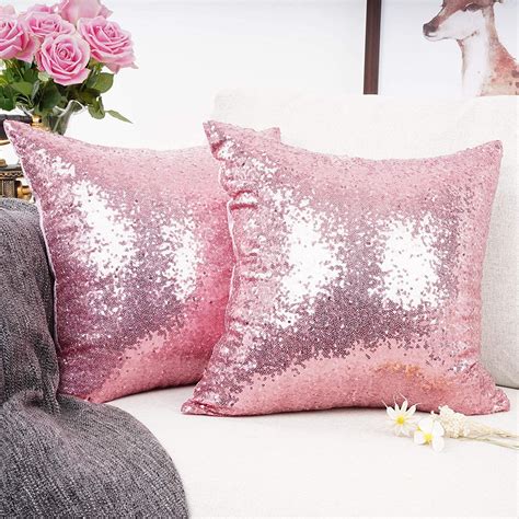 Metallic Pink Pillows Sequin Throw Pillows Girly Pink Bedroom Pink