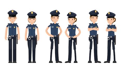 Oficial De Policía Con Diseño De Personaje De Dibujos Animados Uniforme