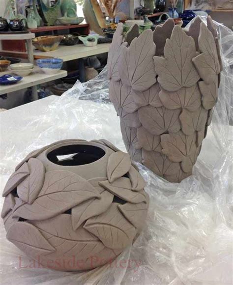 Leaves Impression Vases Ceramics Projects Hand Built Pottery
