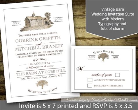 Rustic Barn Wedding Invitation Barn Wedding Invitations Vintage