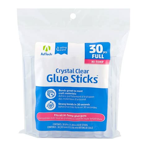 Adtech Crystal Clear Glue Sticks W220 14zip30 Full Size Crystal Clear High Temp Hot Glue
