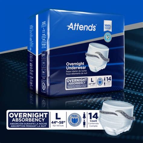 attends overnight disposable underwear pull on with tear away seams large appnt30 14 ct large