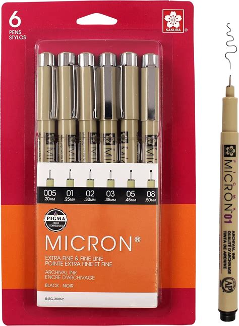 Sakura Pigma Micron Fineliner Pens Archival Black Ink Pens Pens For