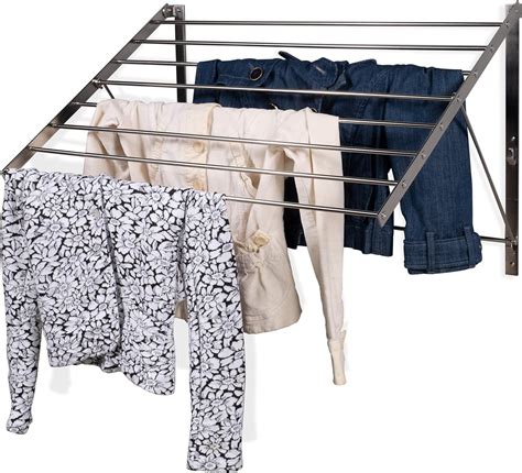 Clothes Drying Rack Stainless Steel Wall Mounted Folding Adjustable