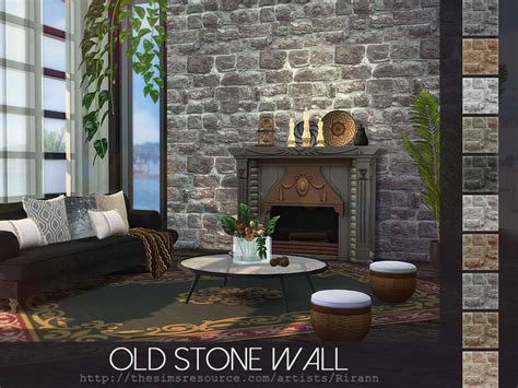 Старая каменная стена Объекты Моды для Sims 4