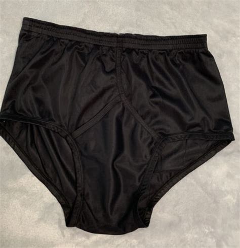 Vtg Jockey Tricot Nylon Brief Shiny Black Y Front Mens Underwear L