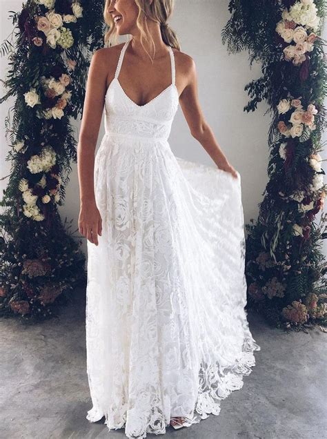 Feature Beach Wedding Dresses Backless Lace Wedding Dresses With Straps Lace Beach Wedding