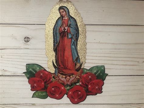 Virgin De Guadalupe Religious Gold Iron On Cross Patch Applique Sew On