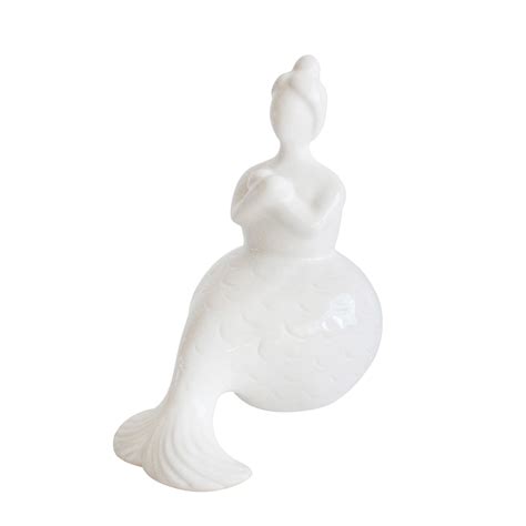 Ceramic 9 Inch Mermaid Figurine White