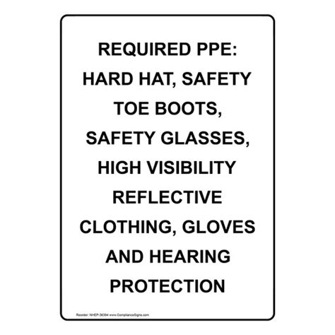 Vertical Sign PPE Hearing Required Ppe Hard Hat Safety Toe