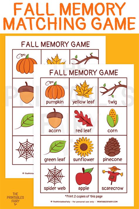 Autumn Memory Game Printable Real And Quirky 45 Off
