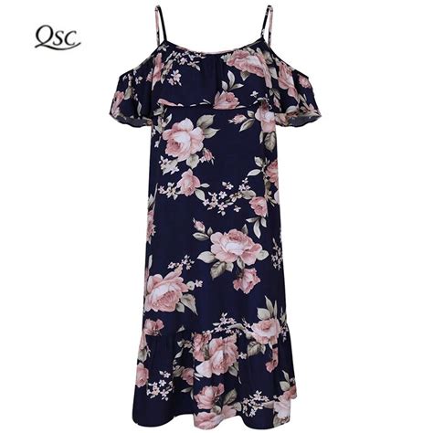 Qsc Women Summer Dress 2018 Bohemina Sexy Floral Print Spaghetti Strap Casual Dress Long Beach