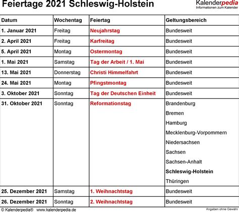 Alle ferienkalender kostenlos als pdf, mit feiertagen. Feiertage Schleswig-Holstein 2020, 2021 & 2022