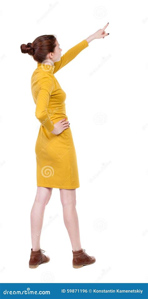 Back View Of Pointing Woman Stock Photo Image Of Examining Person