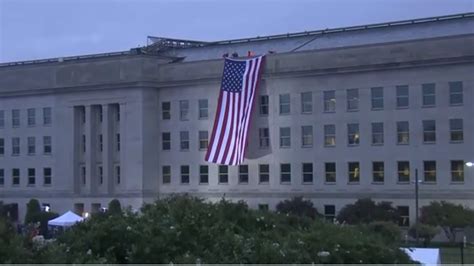 Us Flag Unfurls From Pentagon Roof To Mark 22nd Anniversary Of 911