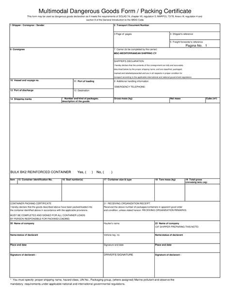 Multimodal Dangerous Goods Form Fill Out And Sign Printable Pdf Images