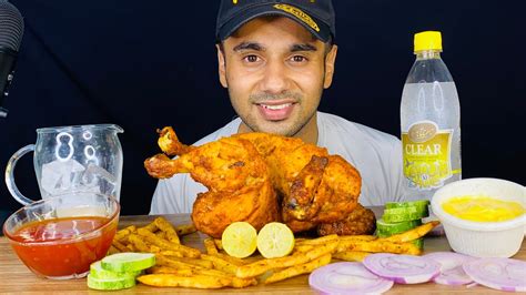 Asmr 1kg Whole Rotisserie Chicken With Masala Fryies Rosted Chicken