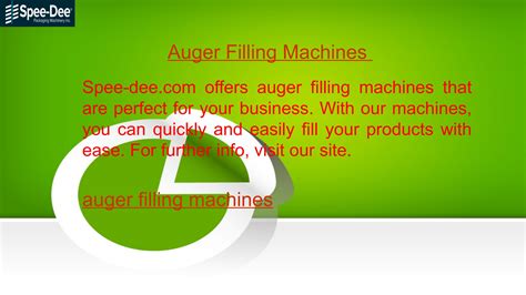 Auger Filling Machines Spee Dee By Speedeeco Issuu