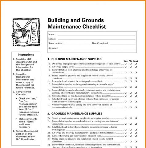 Nov 03, 2020 · a building maintenance checklist template is used to advise property owners on the preventative maintenance measures to take on their properties. Building And Property Preventative Maintenance Schedule ...