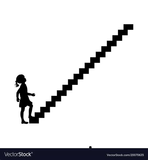 Silhouette Girl Up Climbing Stair Royalty Free Vector Image