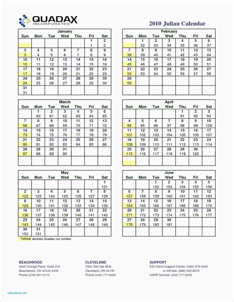 Julian Calendar 2020 Printable One Page Pdf Example C