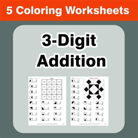 3 Digit Addition Coloring Worksheets Teaching Resources