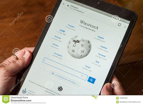 Wikipedia Home Page On Tablet Of The Famous Free Encyclopedia Site