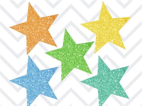 Glitter Stars Clipart Digital Stickers Small Commercial Use Etsy Uk