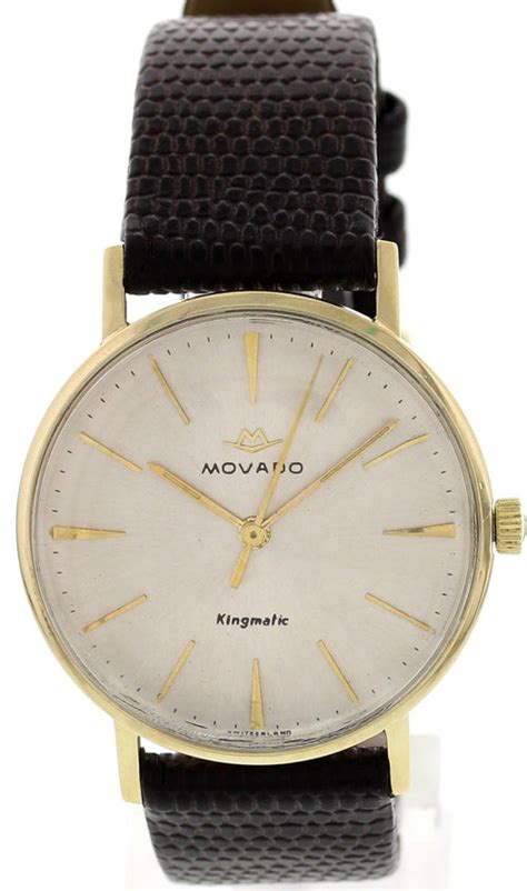 Mens Vintage Movado Kingmatic 14k Yellow Gold Watch