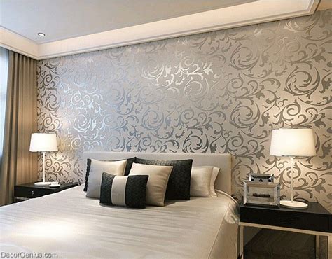 Popular 3d Design Silver Bedroom Wallpaper Modern Style Decorgenius