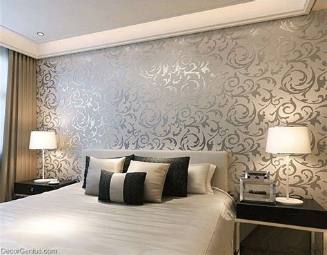 The styles run the gamut. Popular 3D Design Silver Bedroom Wallpaper Modern Style ...