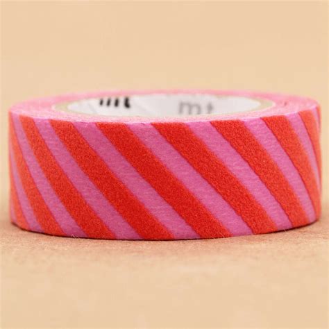 purple pink striped mt fab washi tape deco tape flock print modes4u